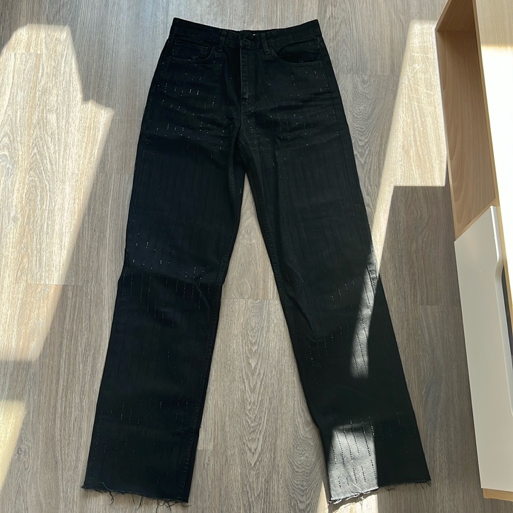 Zara Black bedazzled straight leg jeans